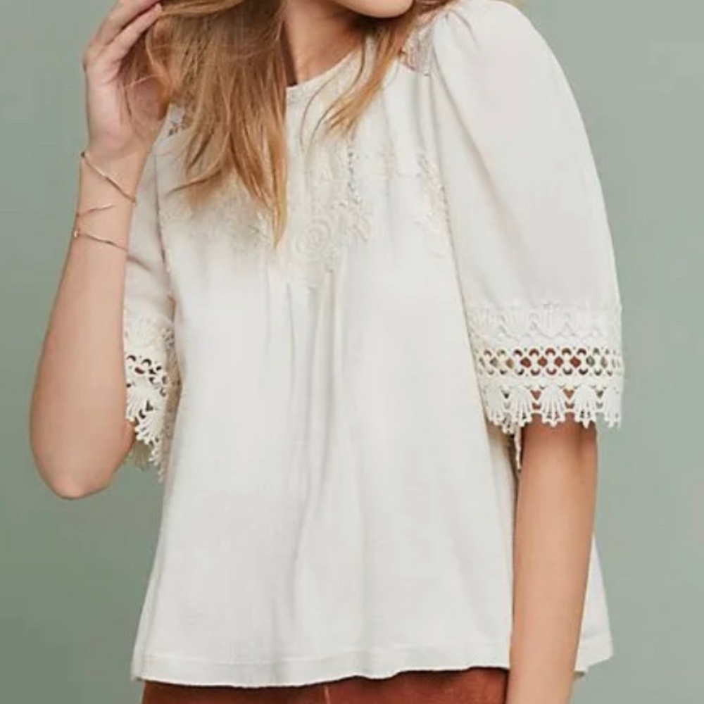 Anthropologie Feather Bone Armana Lace Blouse